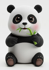 Fototapeta premium Adorable Baby Panda Eating Bamboo Shoot Cute Cartoon Animal