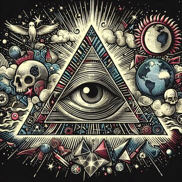 illustration on the theme of new world order and illuminati
