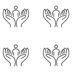 Fototapeta premium Minimalistic Line Art of Hands Holding an Abstract Human Figure Symbolizing Care and Protection