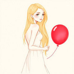A Beautyful Red Balloon Girl
