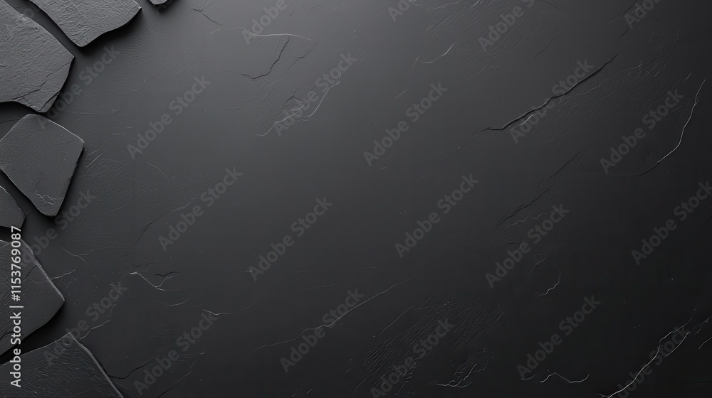 Poster elegant dark background with textured slate pieces for modern design and creative projects