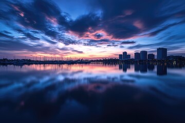 Obraz premium Vibrant Long Beach Skyline: A Stunning View of California's Downtown Marina and City Landscape