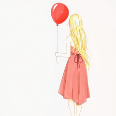 A Beautyful Red Balloon Girl