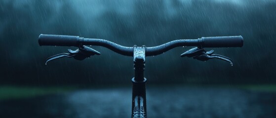 A bike with wet handlebars and a wet seat