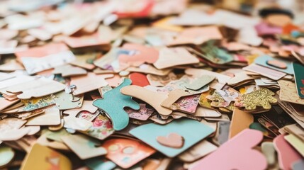 Naklejka premium Colorful Craft Paper Shapes and Patterns