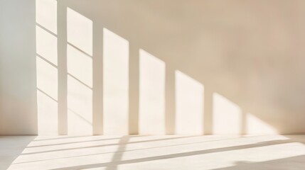 Obraz premium Soft Natural Light Casting Shadows on Minimalist Wall in Contemporary Interior Space