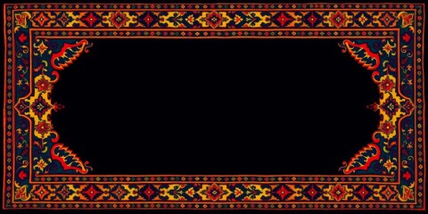 Obraz premium Seamless black and white Persian carpet with intricate ethnic texture, abstract ornament, and traditional motifs, Arabic, ethnic, fabric