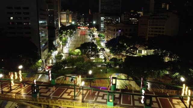 The 15th edition of Christmas Illuminated in the city of S&atilde;o Paulo, drone images at night
