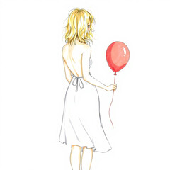 A Beautyful Red Balloon Girl
