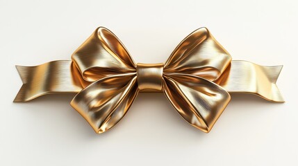 Elegant Golden Ribbon Bow with Smooth Texture for Gift Decoration and Festive Occasions