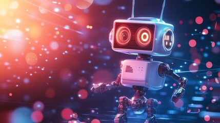 Fototapeta premium Futuristic Robot with Glowing Effects in Abstract Design