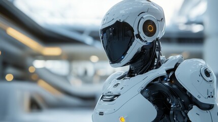 Fototapeta premium Futuristic Robot with Clean Lines and Glowing Effects