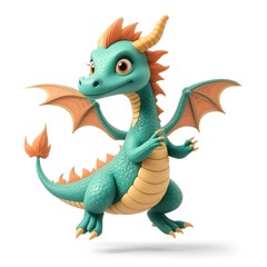 Fototapeta premium Cute Dragon, 3D Rendered, Perfect for Children's Books