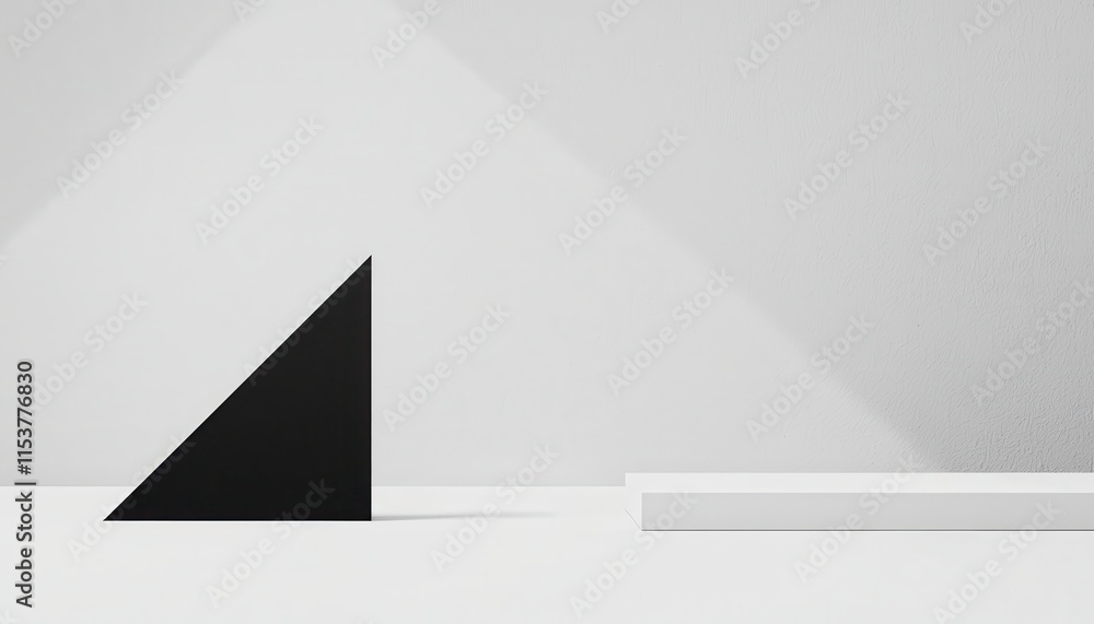 Aufkleber minimalist geometric composition featuring a black triangle and white rectangular shape on a neutral