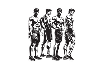 simple black an white a body builder man vector silhouette isolated on a white background