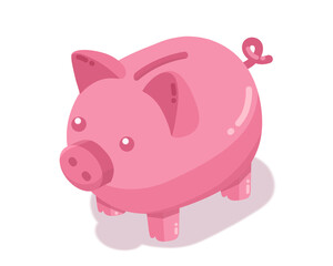 Piggy bank icon in pink color. Elements for saving, investing, and collecting money. Cute pig illustration. Vector illustration. Piggy bank vector. Pink piggy bank. 