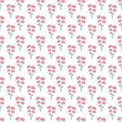 Happy decor with little flowers and heart symbols.