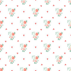 Happy decor with little flowers and heart symbols.