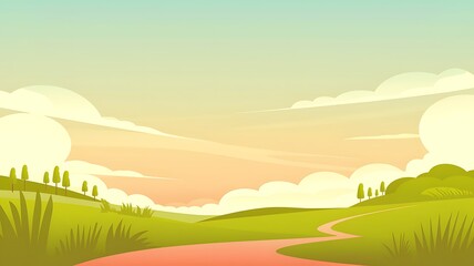 Fototapeta premium Serene Rolling Hills Landscape With Winding Path