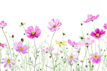 PNG Pink cosmos flowers and wildflowers backgrounds outdoors blossom.