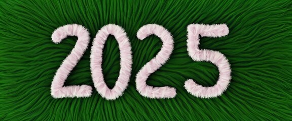 Zebra fur patterned 2025 text on green backdrop