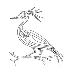 Beautiful bird sit in tree brunch colouring page
