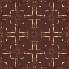Naklejka premium Seamless abstract geometric pattern with squares Beige and brown background for fabric banners home decor surface design packaging