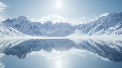 mountain landscape with sky and lake