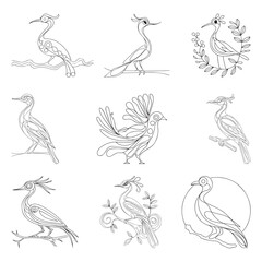 Beautiful bird sit in tree brunch colouring page
