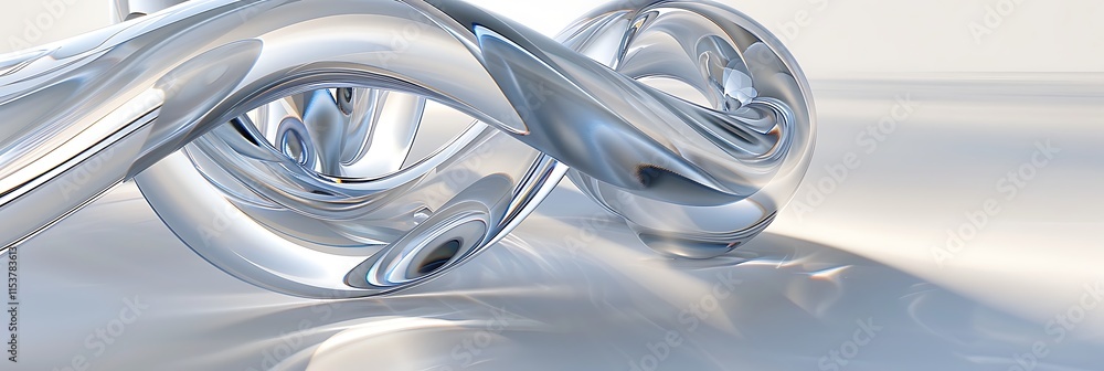 Poster elegant abstract torus shape crafted from transparent glass, creating a visually interesting and lum