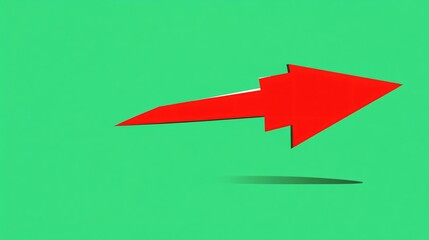 Vibrant Red Arrow Bouncing Right on Green Background