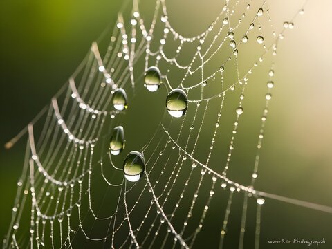 spider web with dew drops