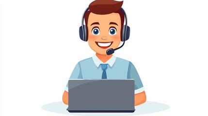 Professional Customer Service Call Center Telemarketing Concept with Happy Smiling Agent