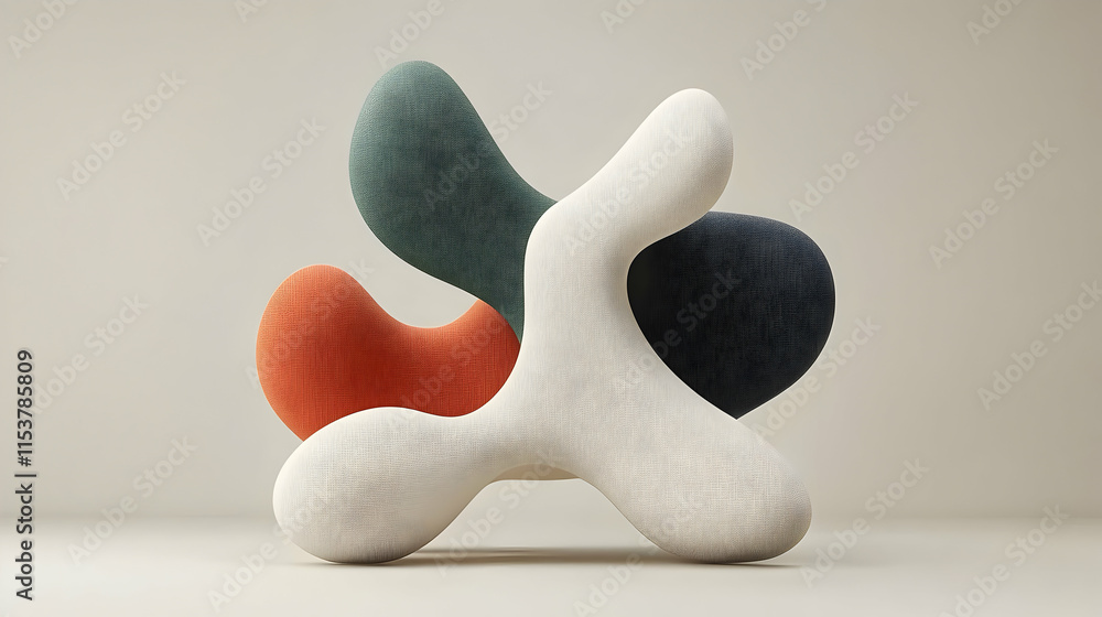 Poster abstract 3d render of interlocking forms