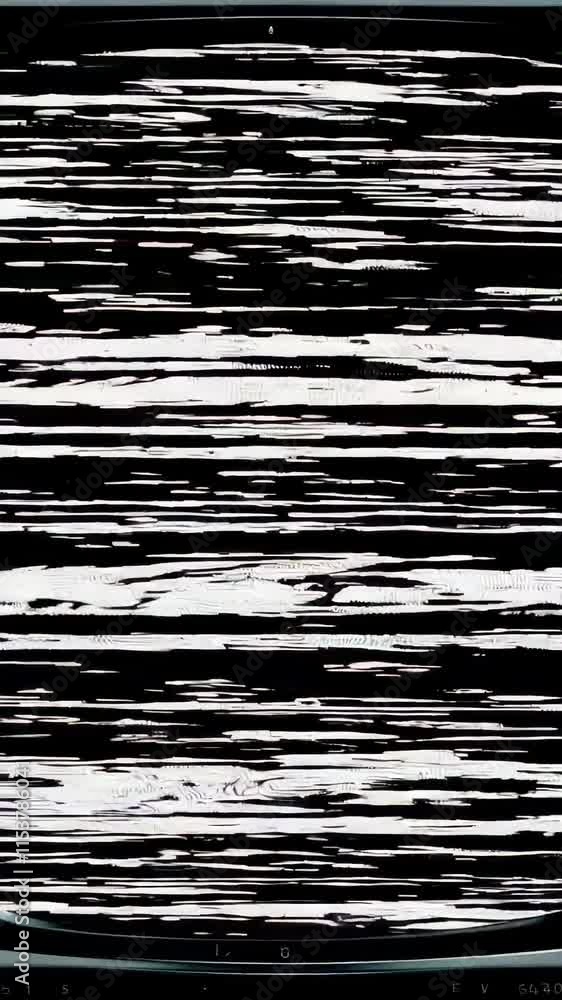 Aufkleber textured black and white static lines creating an abstract digital effect.