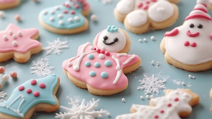 Stop Motion Animation Cookie Decoration Process, Step by Step Guide, Festive Baking, Holiday Treats, Delicious Cookies