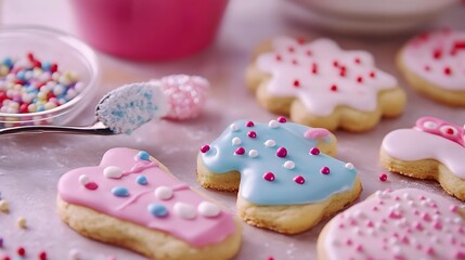 Stop Motion Animation of Cookie Decoration Process, Step-by-Step Guide, Festive Baking, Holiday Treats, Delicious Cookies