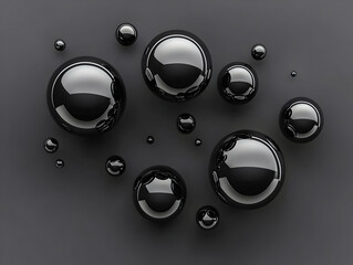Dark Glossy Spheres 3D Illustration