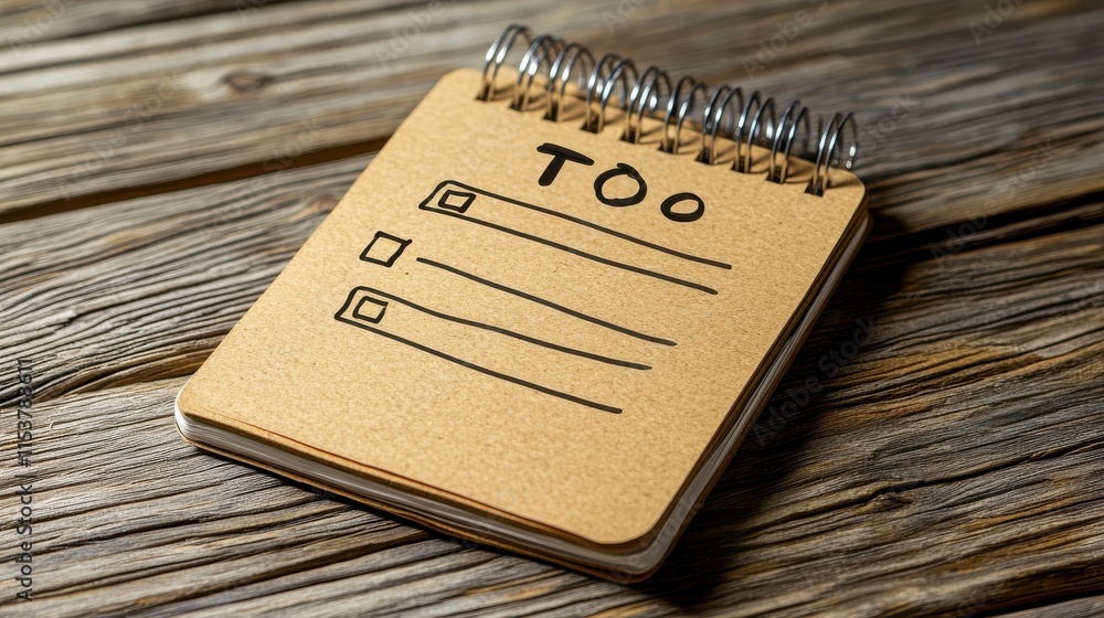 Poster to do list text, close-up a handwritten outline of the to-do list on a small notepad