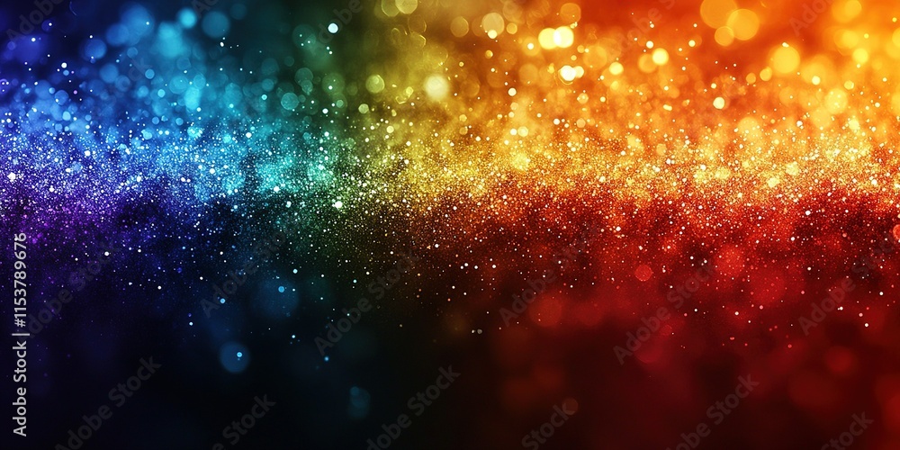 Poster colorful sparkling abstract background with glittering particles illuminating across the spectrum