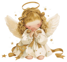 Fototapeta premium PNG Angel statue illustration background stars.