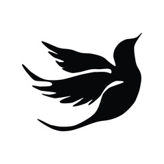 Silhouette flock of birds isolated on white background
