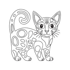 Obraz premium Cute cat coloring page for kids.