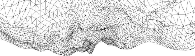 Abstract mountains range mesh background. 3D terrain grid isolated. © Chathurika