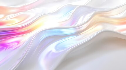 elegant white abstract background with seamless holographic rainbow surface pattern creating dynamic iridescent light reflections and textures