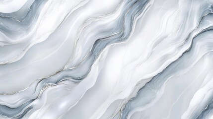 Obraz premium elegant white marble-like waves pattern with subtle glossy texture, seamless abstract minimalist background design for luxury branding