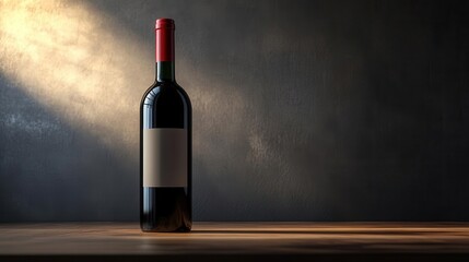elegant wine bottle photography with perfect lighting highlighting premium label and rich red wine color
