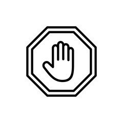 Stop icon vector. stop road sign. hand stop sign and symbol. Do not enter stop red sign with hand