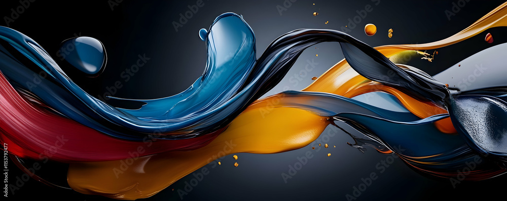 Aufkleber abstract swirling paint, dynamic colors intertwine elegantly, creating a visually stunning masterpie