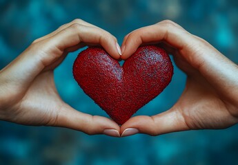 Fototapeta premium A Person Holding a Heart, A Simple Yet Powerful Expression of Love.